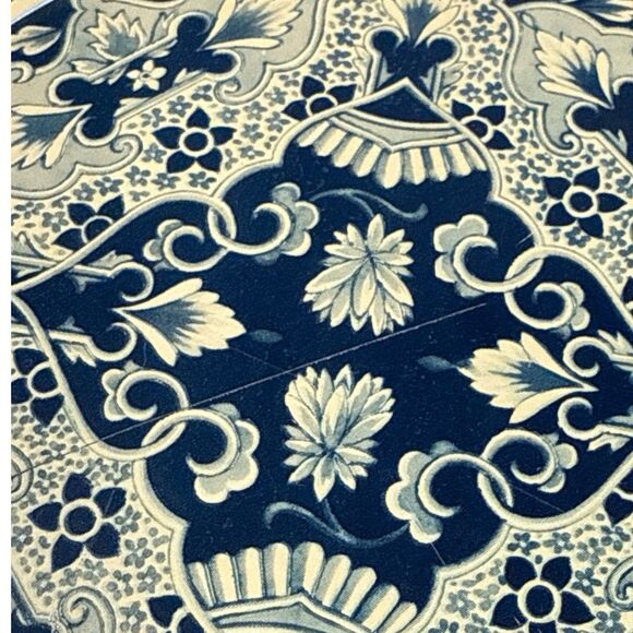 Vintage Delft Holland Metal Snack Plates Set/6 - 6” Blue Windmill - Picture 4 of 9